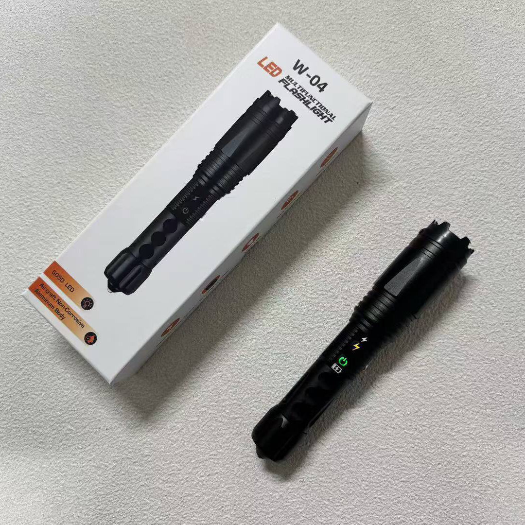 W04-Pro Aluminum alloy body outdoor safety flashlight, high-brightness flashlight with strobe warning light