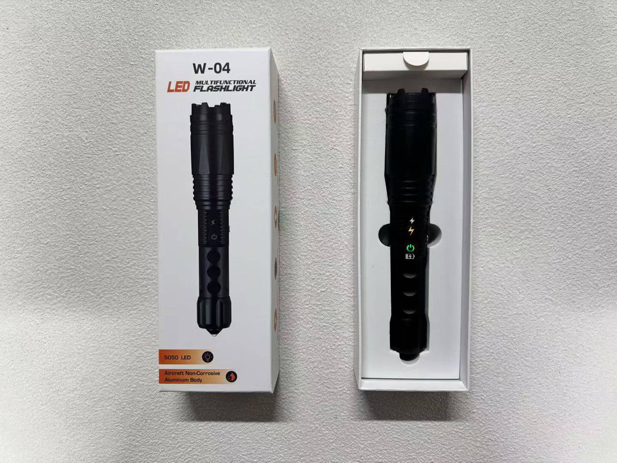 W04-Pro Aluminum alloy body outdoor safety flashlight, high-brightness flashlight with strobe warning light