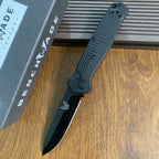 Benchmade 8551BK Outdoor Folding Knife with Fiberglass Handle – High-Hardness S35V Steel, Titanium-Coated Blade; Suitable for Wilderness Survival, Fishing, and General Utility.