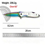 DA76 Folding Knife – Iridescent Shell-Inlay Butterfly Style; Sharp Stainless Steel Blade; Suitable for Camping, Outdoors, and Display.