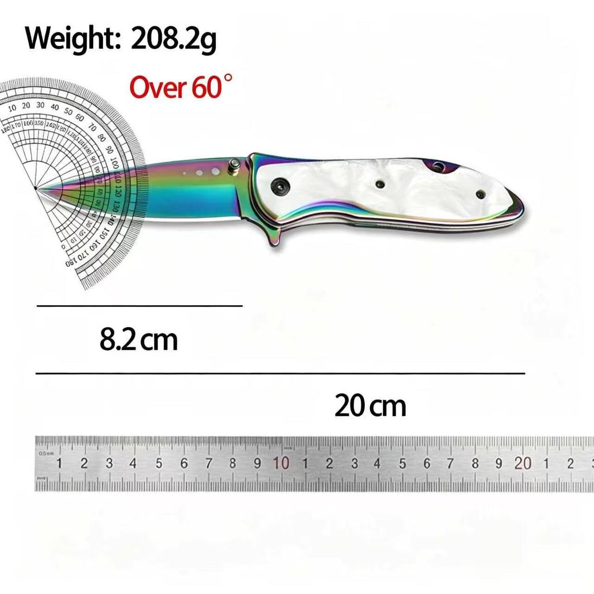 DA76 Folding Knife – Iridescent Shell-Inlay Butterfly Style; Sharp Stainless Steel Blade; Suitable for Camping, Outdoors, and Display.