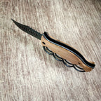 Outdoor survival knife, four-finger knuckle duster ring, high-hardness sharp stainless steel cutter, solid wood handle, sharp