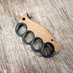 Outdoor survival knife, four-finger knuckle duster ring, high-hardness sharp stainless steel cutter, solid wood handle, sharp