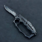 Outdoor self-defense tiger knuckle folding knife, mechanical four-finger window breaker, multi-functional adventure knife