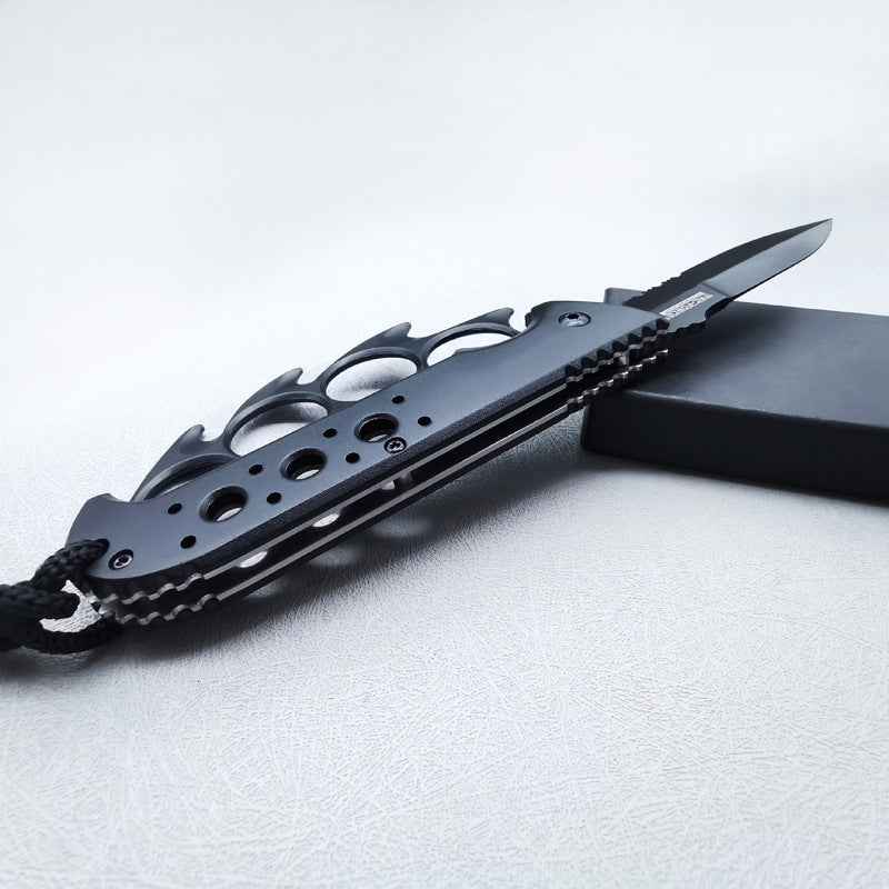 Cool Hot Wheels Tiger Finger Folding Outdoor Survival Knife Four-Finger Knuckle Ring Finger Guard High Hardness Sharp Stainless Steel Tool