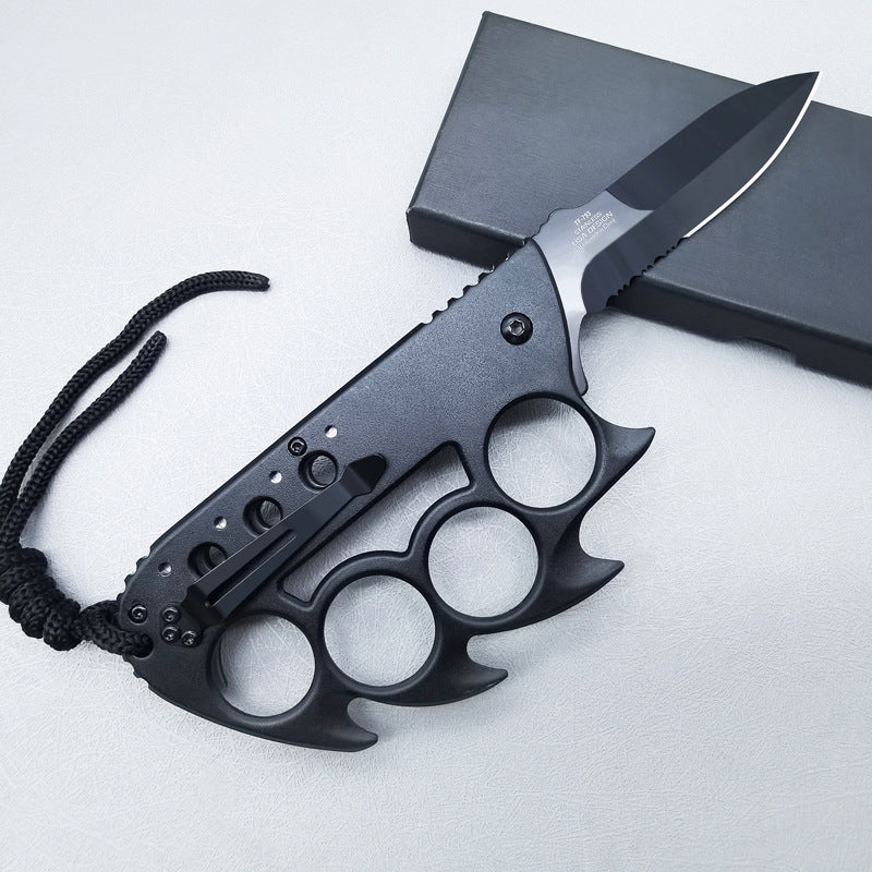 Cool Hot Wheels Tiger Finger Folding Outdoor Survival Knife Four-Finger Knuckle Ring Finger Guard High Hardness Sharp Stainless Steel Tool