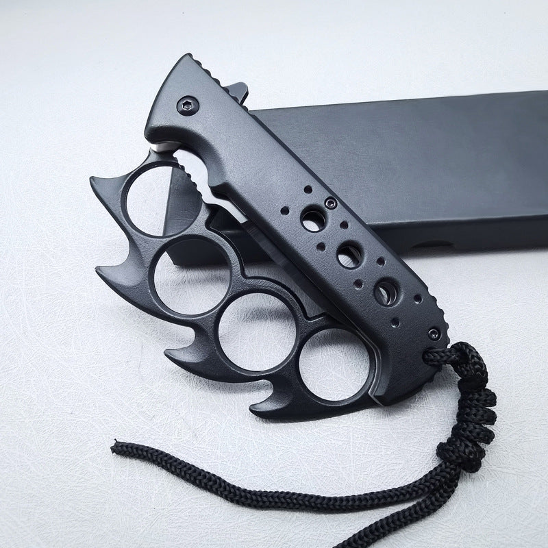 Cool Hot Wheels Tiger Finger Folding Outdoor Survival Knife Four-Finger Knuckle Ring Finger Guard High Hardness Sharp Stainless Steel Tool